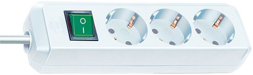 Brennenstuhl eco-line stekkerdoos met schakelaar 3-voudig wit 1,5m h05vv-f 3g1,5 - 1152320015