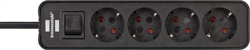 Brennenstuhl ecolor stekkerdoos 4-voudig zwart 1,5m h05vv-f 3g1,5 - 1153240000