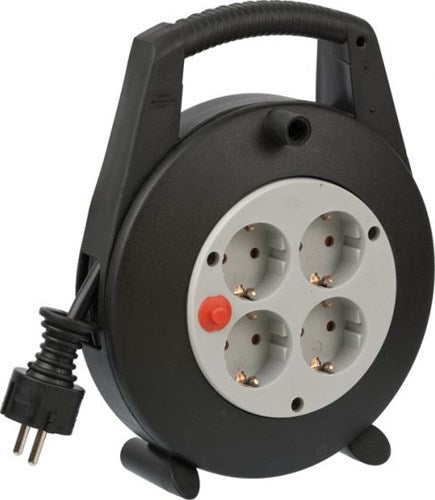 Brennenstuhl vario line kabelbox 4-voudig mini kabelhaspel (kabelhaspel voor binnen, 5m kabel, made in germany) zwart grijs