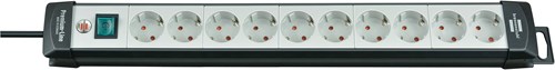 Brennenstuhl premium-line stekkerdoos 10-voudig zwart lichtgrijs 3m h05vv-f 3g1,5 - 1951500100