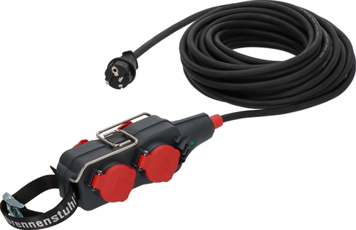 Brennenstuhl professional powerblock met verlengkabel | pb 1100 | ip54 | 4-voudig | 15m | zwart | h07rn-f 3g1.5 - 9161150161