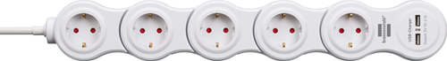 Brennenstuhl vario power stekkerdoos met usb 5-voudig wit, 1,4m h05vv-f 3g1,5 - 1155350210