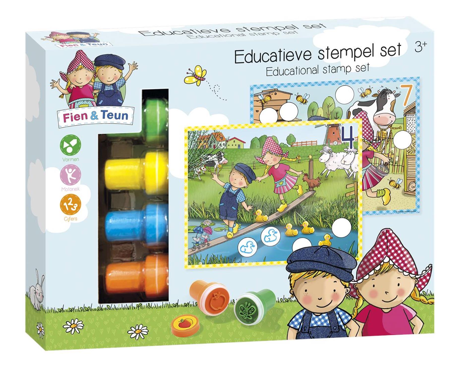 Fien teun creatieve stempelset, stempels en gekleurde kaarten - creatief, educatief speelgoed - boerderij speelgoed - vanaf 3 jaar - bambolino toys