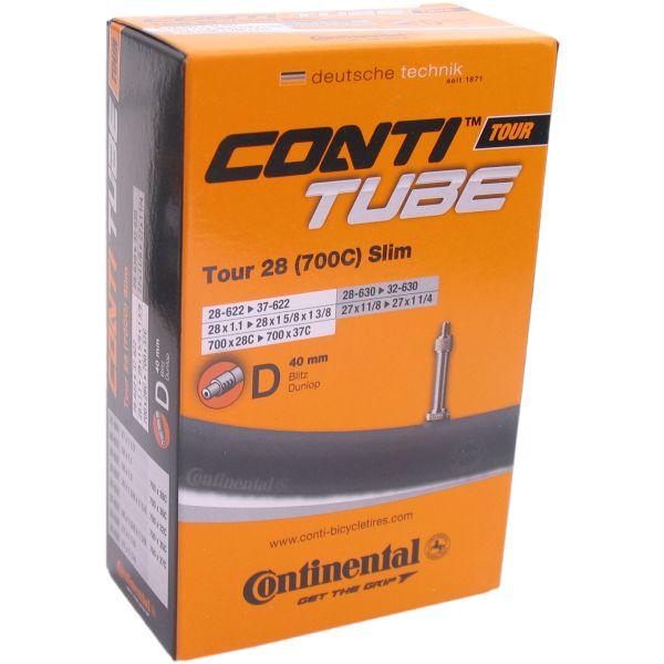 Chambre à air Continental 28 Tour Slim 28-609 -> 37-642- Valve DV40mm