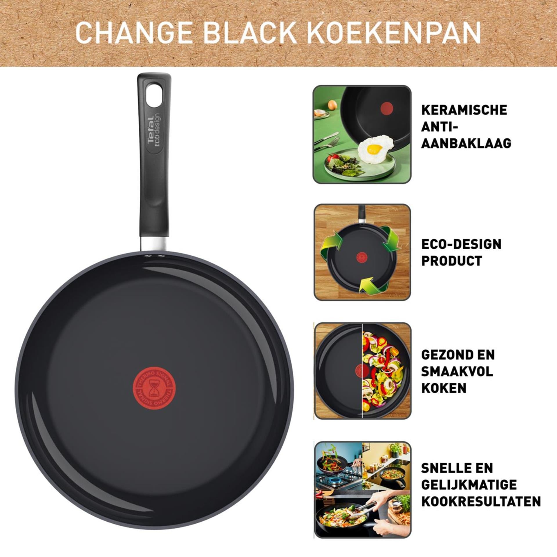 Tefal c47602 change zwart keramische hoeveelheid 20 cm zwart
