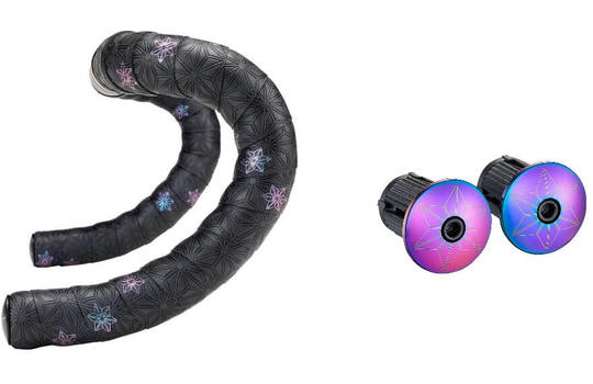 Supacaz - super sticky kush galaxy stuurlint zwart olievlek inclusief olievlek aluminium stuurplug