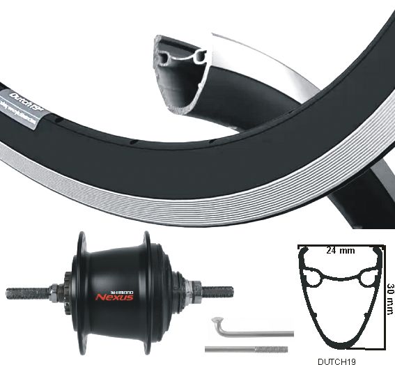 Kgs achterwiel 28 inch (622) ryde velg zwart nexus 8 rb zwart met remrand