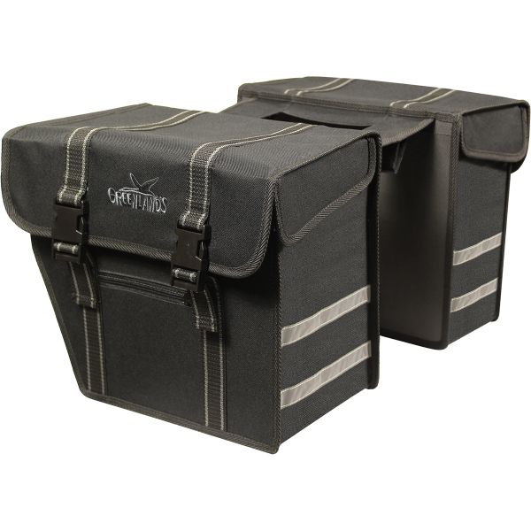 Greenlands Tas dubbel zwart-zwart. afmeting 36x32x18 cm (2x) 40L. afgeschuurde kanten