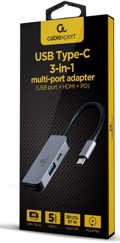 Enzo cablexpert usb-c 3-in-1 multi adapter usb-c dock 3-voudig - 9530503