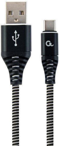 Enzo cablexpert usb-c laadkabel | 1m | omvlochten | zwart-wit - 9530140