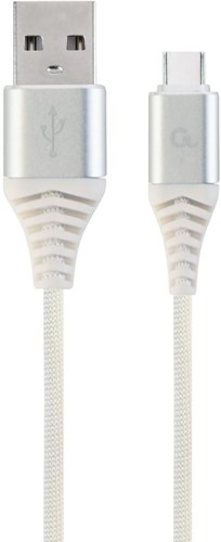 Enzo cablexpert usb-c laadkabel 2m omvlochten zilver - wit - 9530146