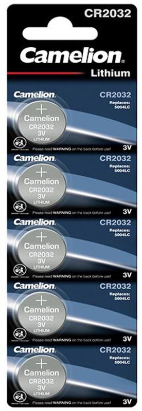 Camelion pile bouton 3v cr2032 carte a 5 pièces