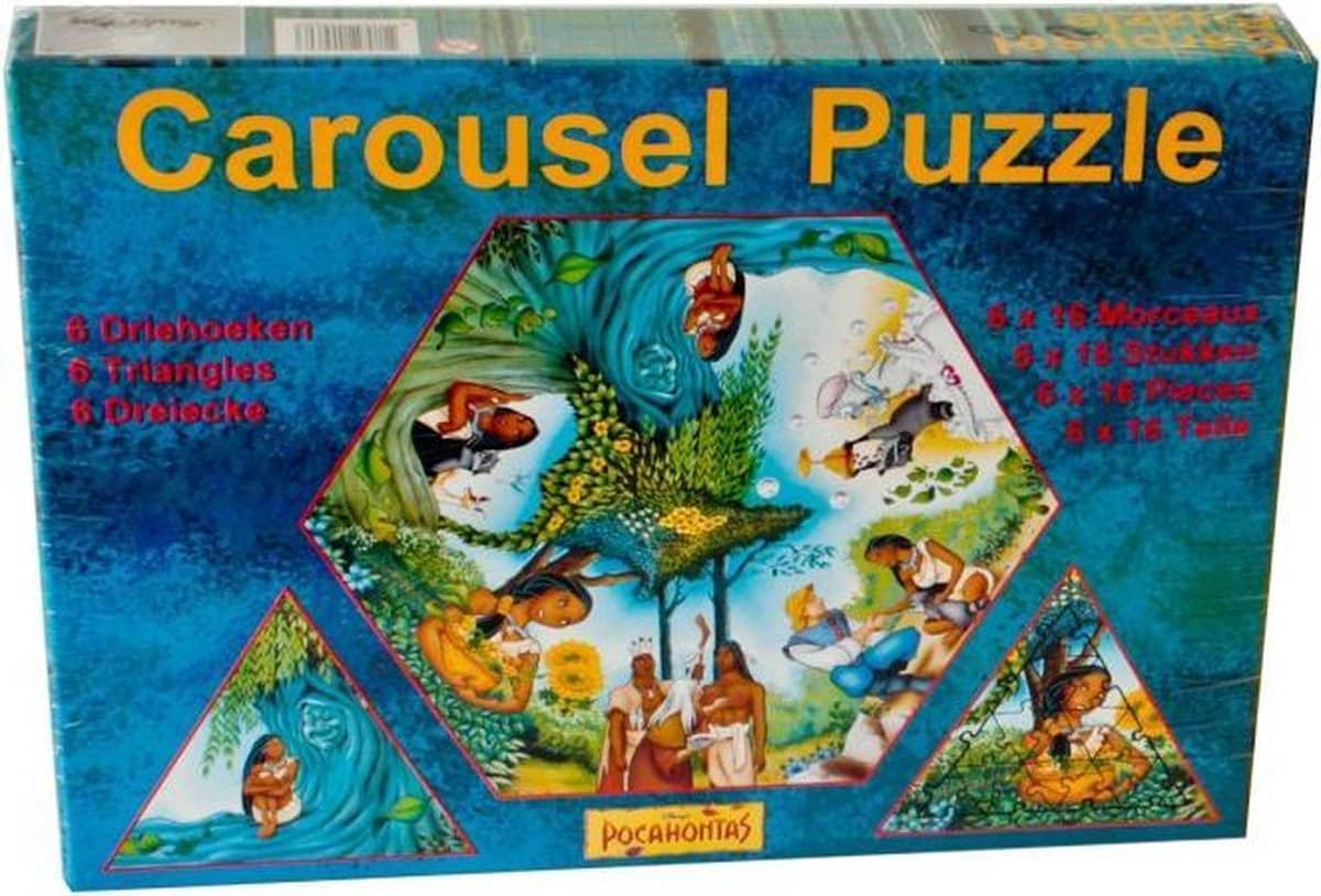 Jonotoys carrouselpuzzel - pocahontas - 6 x 16 stukjes