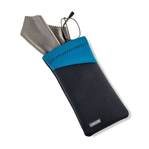 Carson Neopreen Brillenhoesje met microvezeldoekje - Grijs Blauw