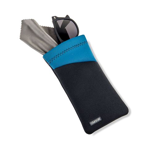 Carson Neopreen Brillenhoesje met microvezeldoekje - Grijs Blauw