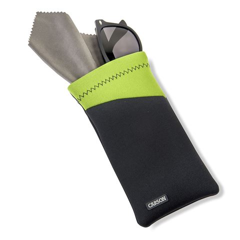Carson neopreen brillenhoesje met microvezeldoekje - grijs groen