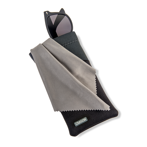 Carson neopreen brillenhoesje met microvezeldoekje - zwart grijs