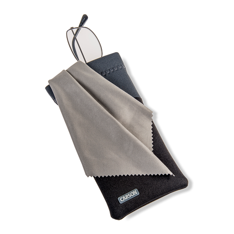 Carson neopreen brillenhoesje met microvezeldoekje - zwart grijs