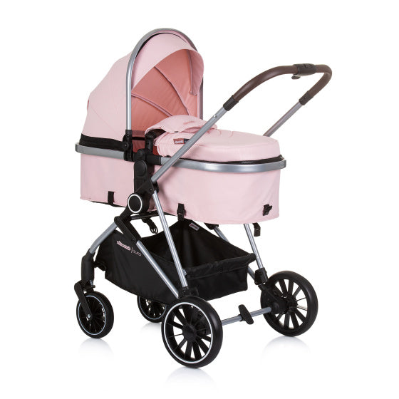 Chipolino aura opvouwbare 3-in-1 kinderwagen met luiertas roze