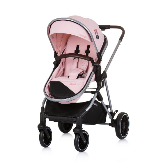 Aura Opvouwbare 3-in-1 Kinderwagen met Luiertas Flamingo Roze