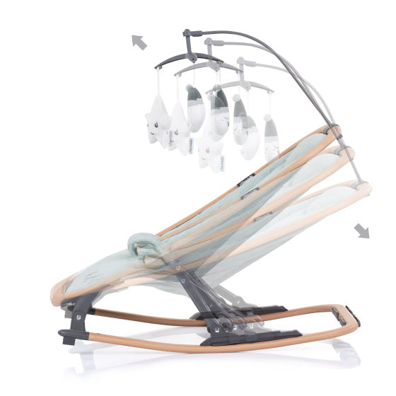 Velvet Opvouwbare Wipstoel met Mobiel Aloe Wood Mintgroen Beige