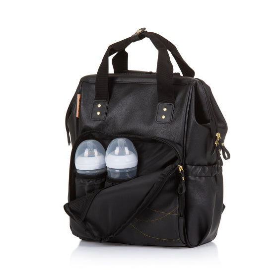 Rugzak - Luiertas met Verschoningsmatje Leer Zwart