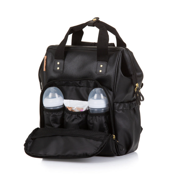 Rugzak - Luiertas met Verschoningsmatje Leer Zwart