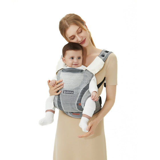 Bobby Ergonomische Draagzak met Capuchon Fly Ebony Zwart Grijs