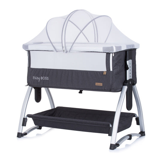Baby Boss Co-sleeper met Schommelfunctie Klamboe Antraciet Grijs Zilver