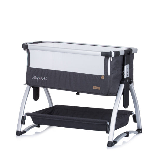 Baby Boss Co-sleeper met Schommelfunctie Klamboe Antraciet Grijs Zilver