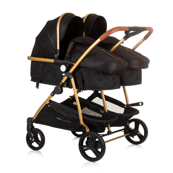 Duo Smart Opvouwbare Kinderwagen voor 2 Kids Obsidian Gold Zwart