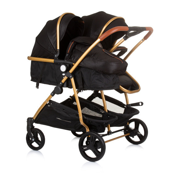 Duo Smart Opvouwbare Kinderwagen voor 2 Kids Obsidian Gold Zwart