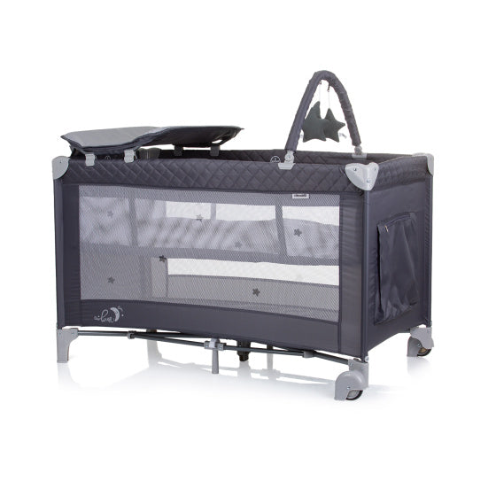 Luna Opvouwbaar Campingbedje met Aankleedkussen Graniet Antraciet