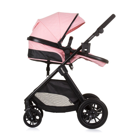 Chipolino harmony opvouwbare 3-in-1 kinderwagen met luiertas roze