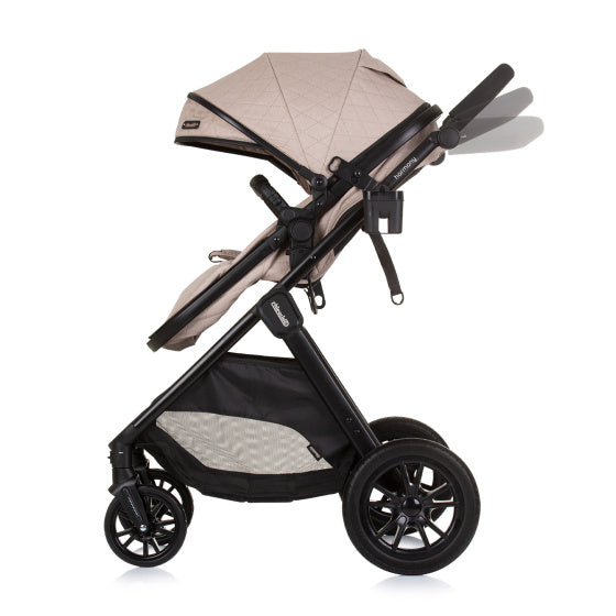 Harmony Opvouwbare 3-in-1 Kinderwagen met Luiertas Macadamia Beige Zwart