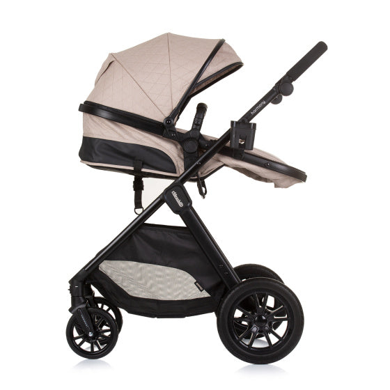 Harmony Opvouwbare 3-in-1 Kinderwagen met Luiertas Macadamia Beige Zwart