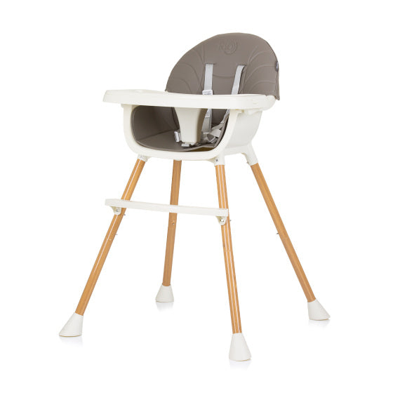 Chipolino rio 2-in-1 kinderstoel met eetblad zitkussen graphite grijs wit
