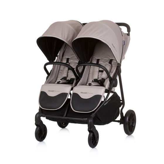 Top Stars Opvouwbare Buggy voor 2 Kids Macadamia Beige Zwart