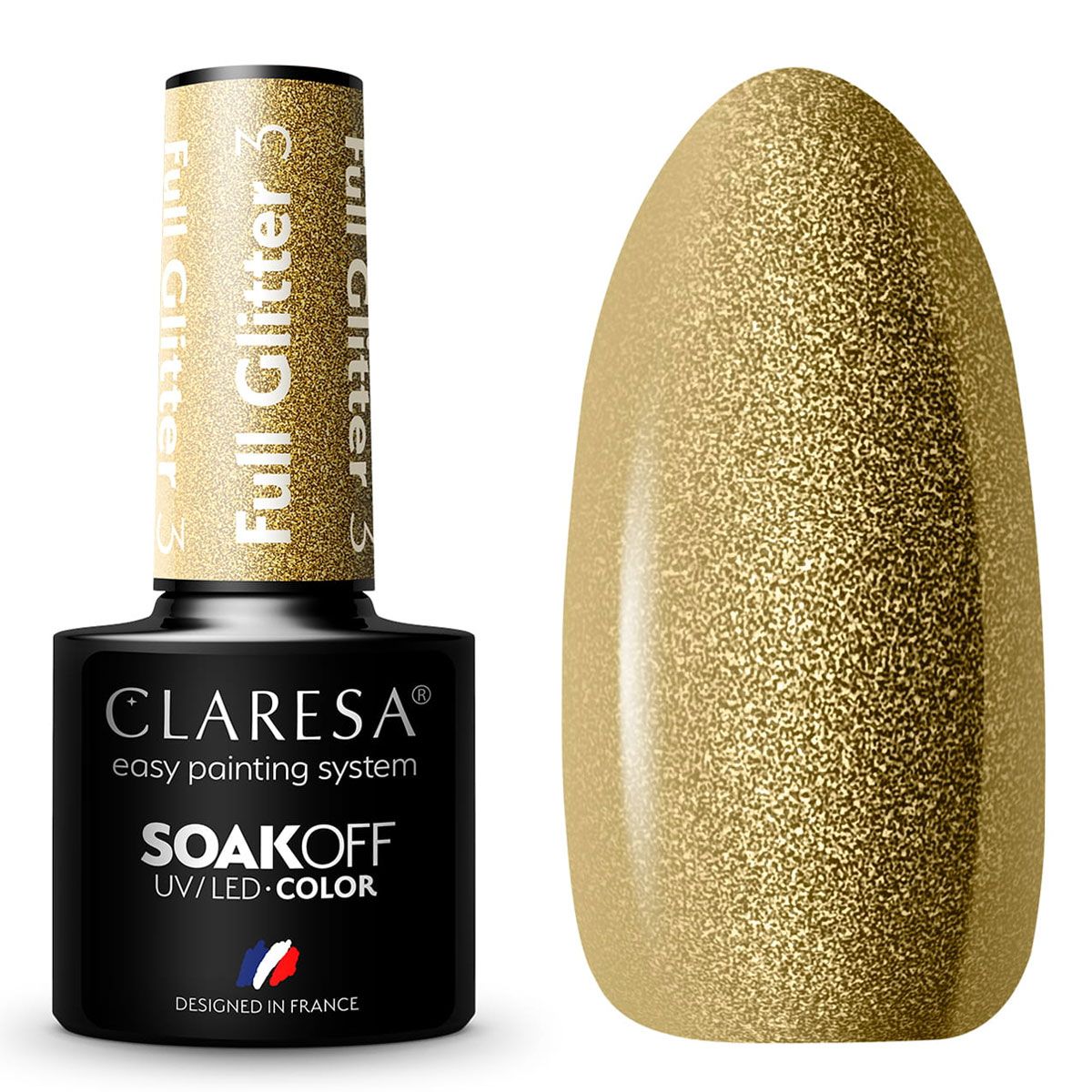 Claresa uv led gellak 5ml full glitter 3 goud