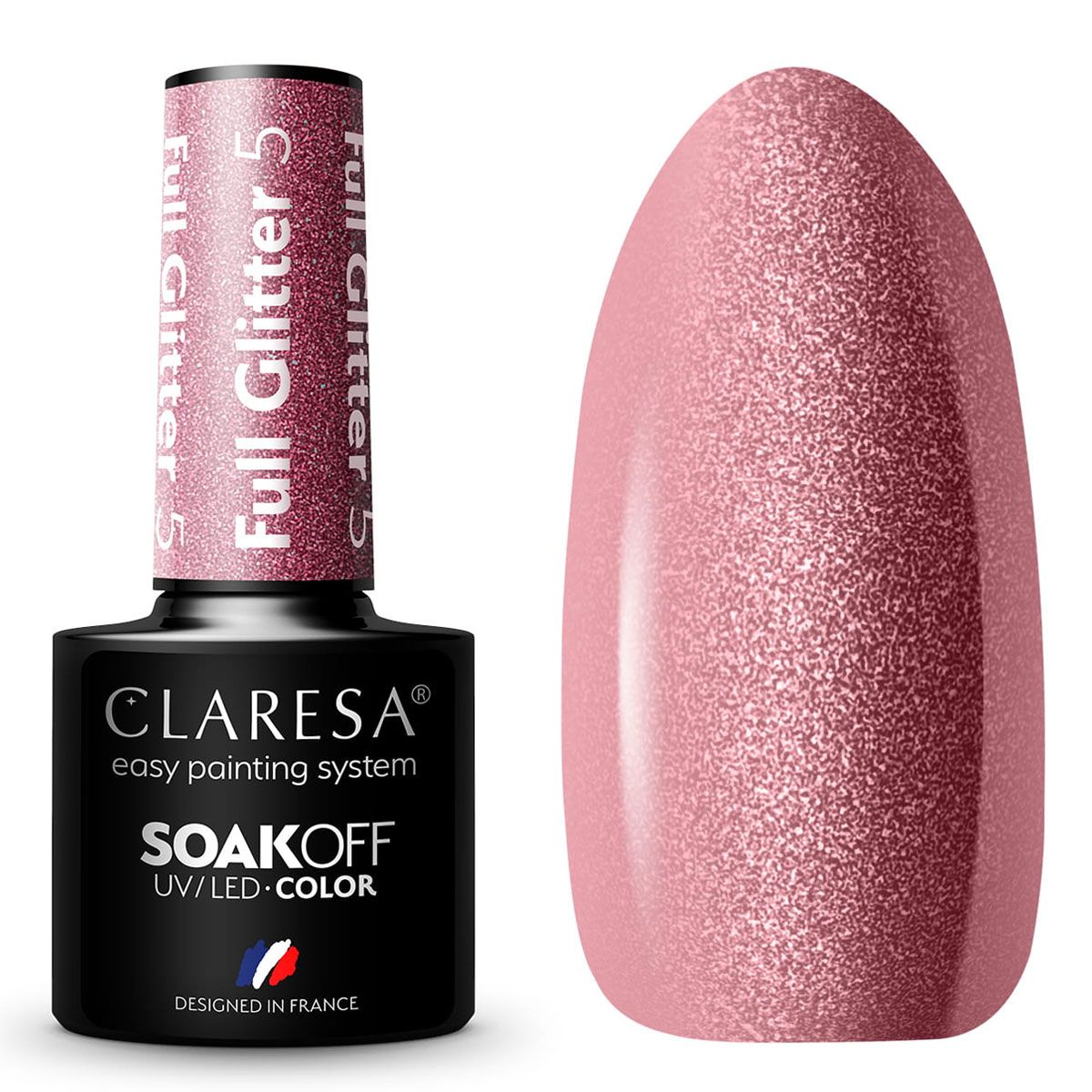 Claresa uv led gellak 5ml full glitter 5 warm roze