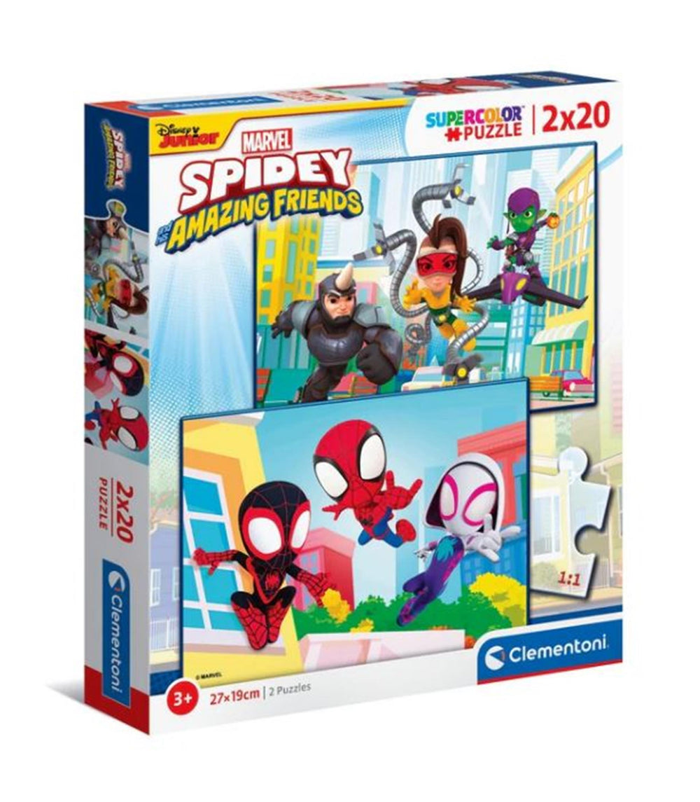 Clementoni Spidey en zijn geweldige vrienden puzzelen 2 x 20 stukjes