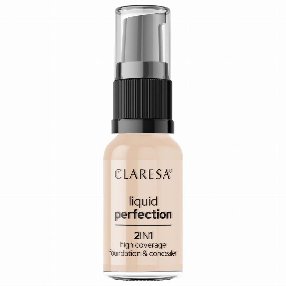 Claresa liquid perfection 2-in-1 concealer en foundation 102 warm medium 18gr.