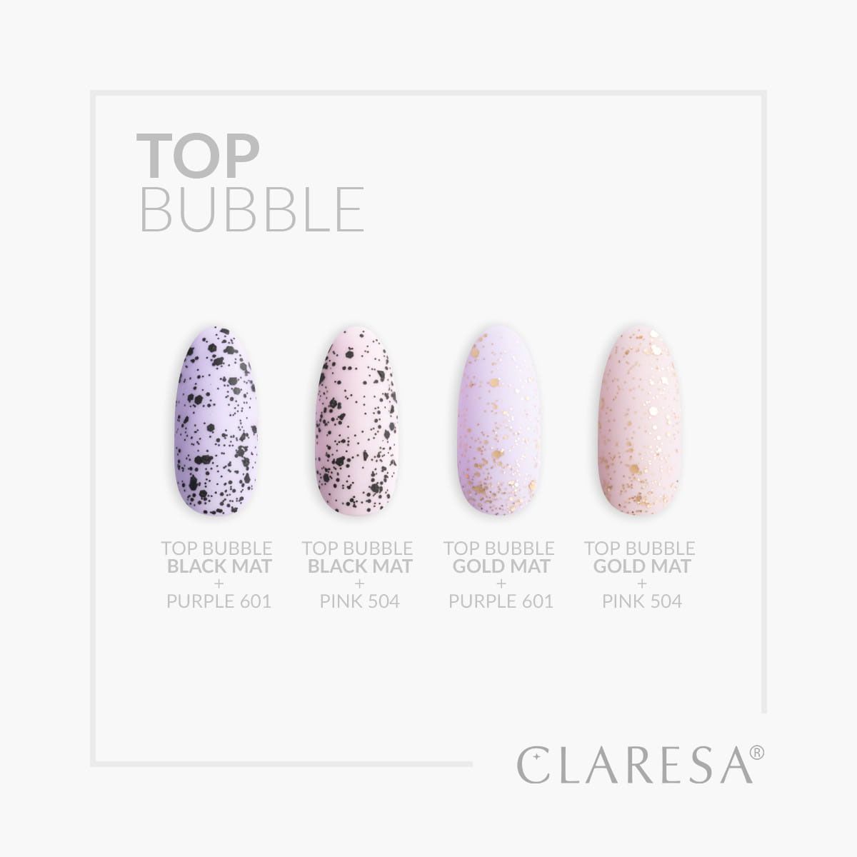 Claresa top coat bubble black mat geen vegen 5ml