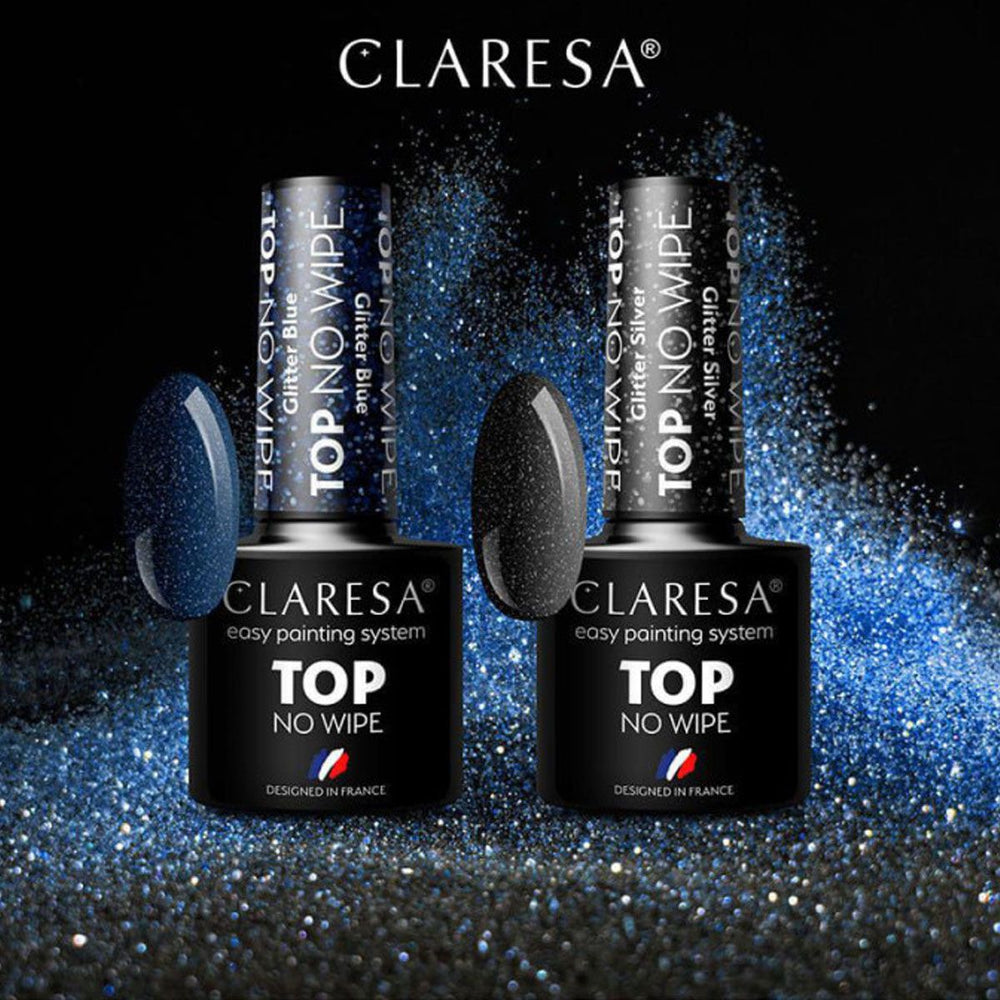 Claresa top coat no wipe glitter blauw 5ml