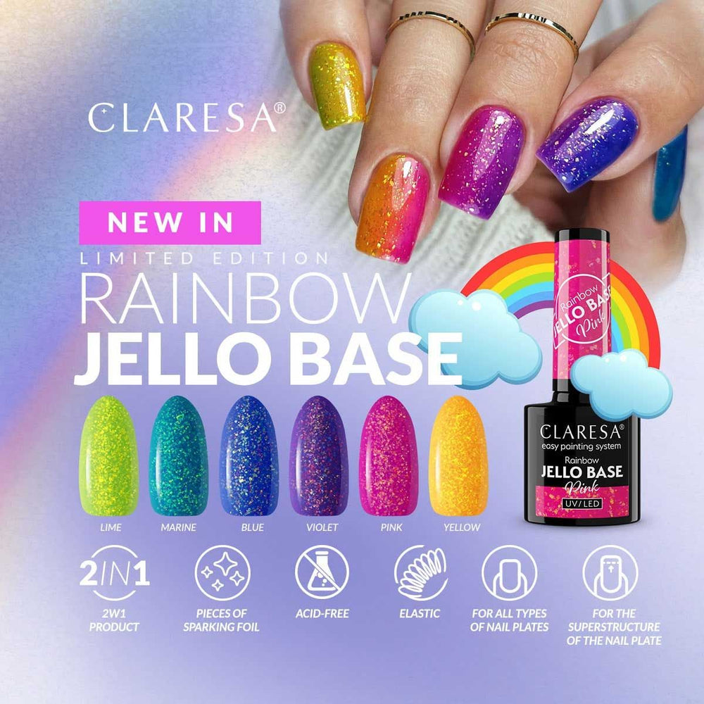 Claresa regenboog jello basislaag marine 5ml