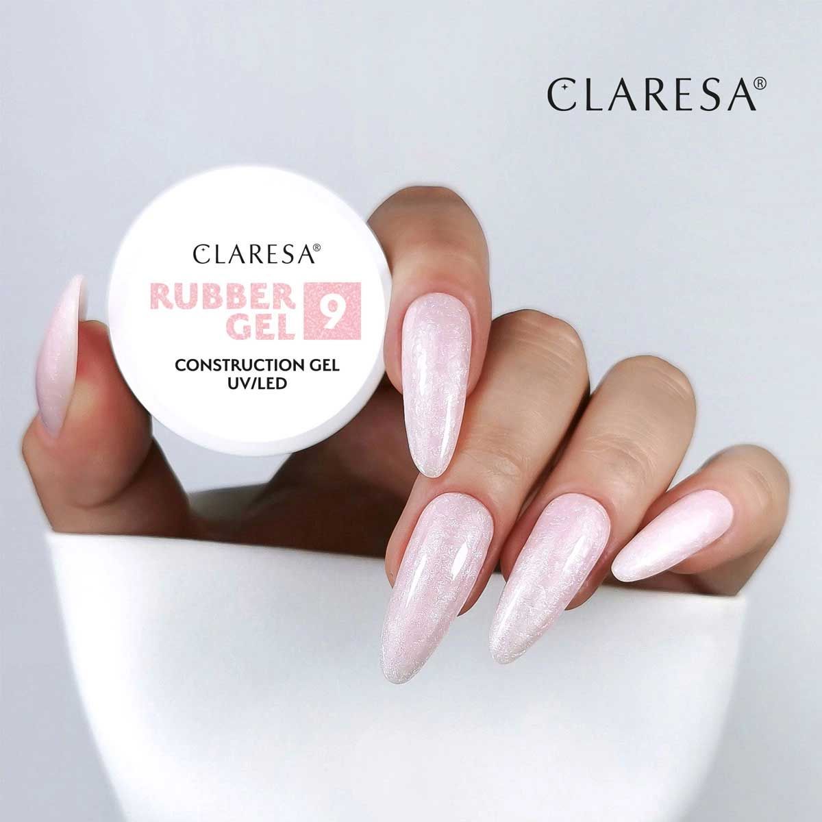 Claresa rubbergel 9 sparkle roze 90gr.