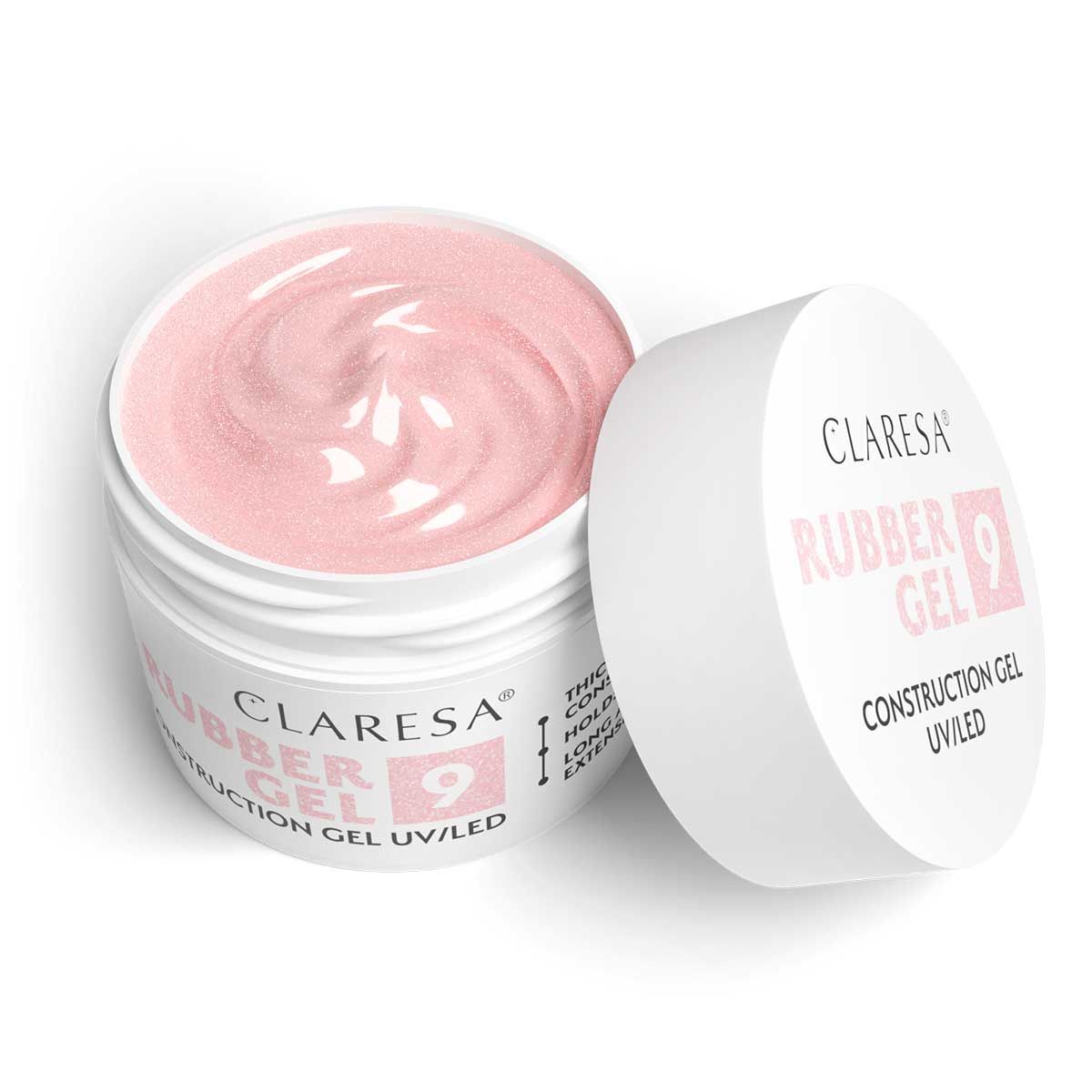 Claresa rubbergel 9 sparkle roze 90gr.