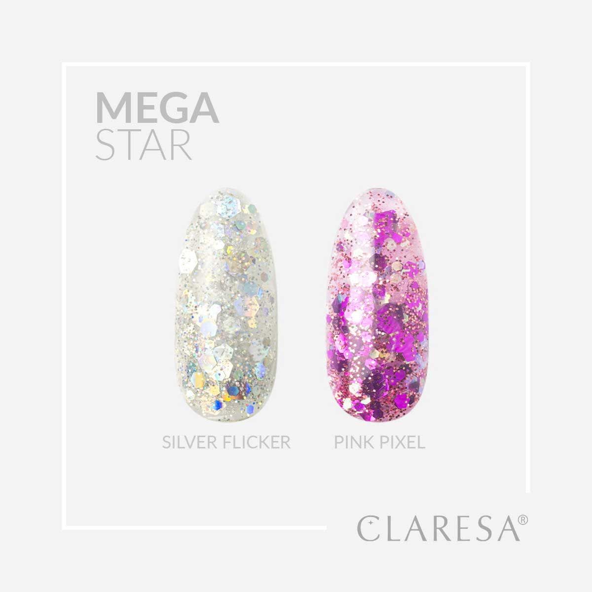 Claresa megastar zilveren flikker uv led art gel 10gr.