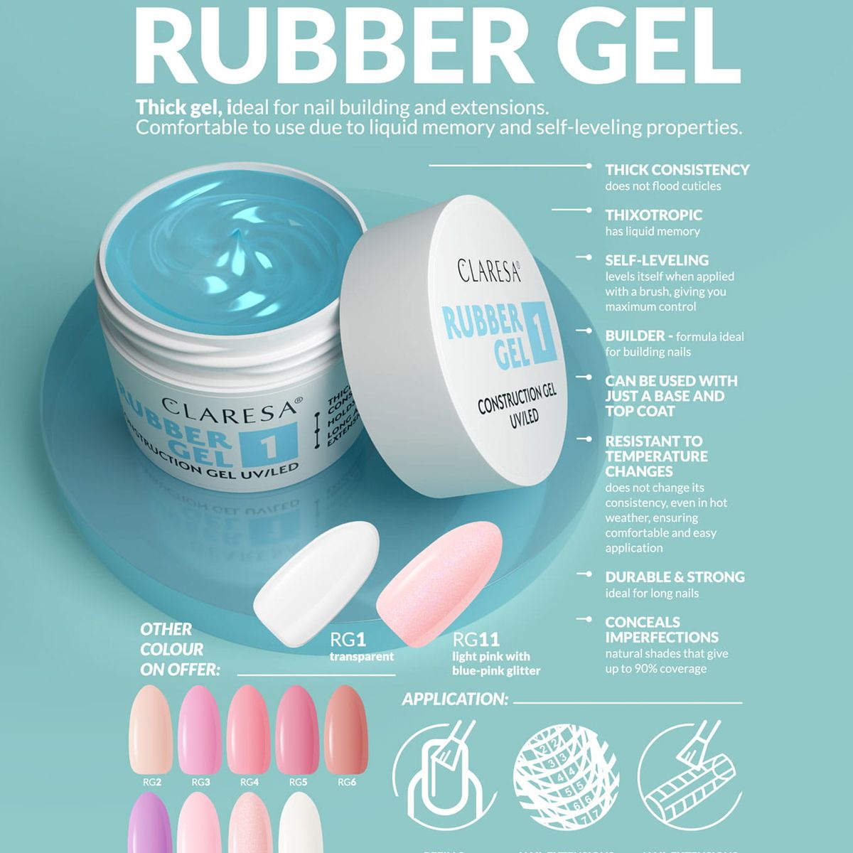Claresa rubber gel 11 sparkle zacht roze 12gr.