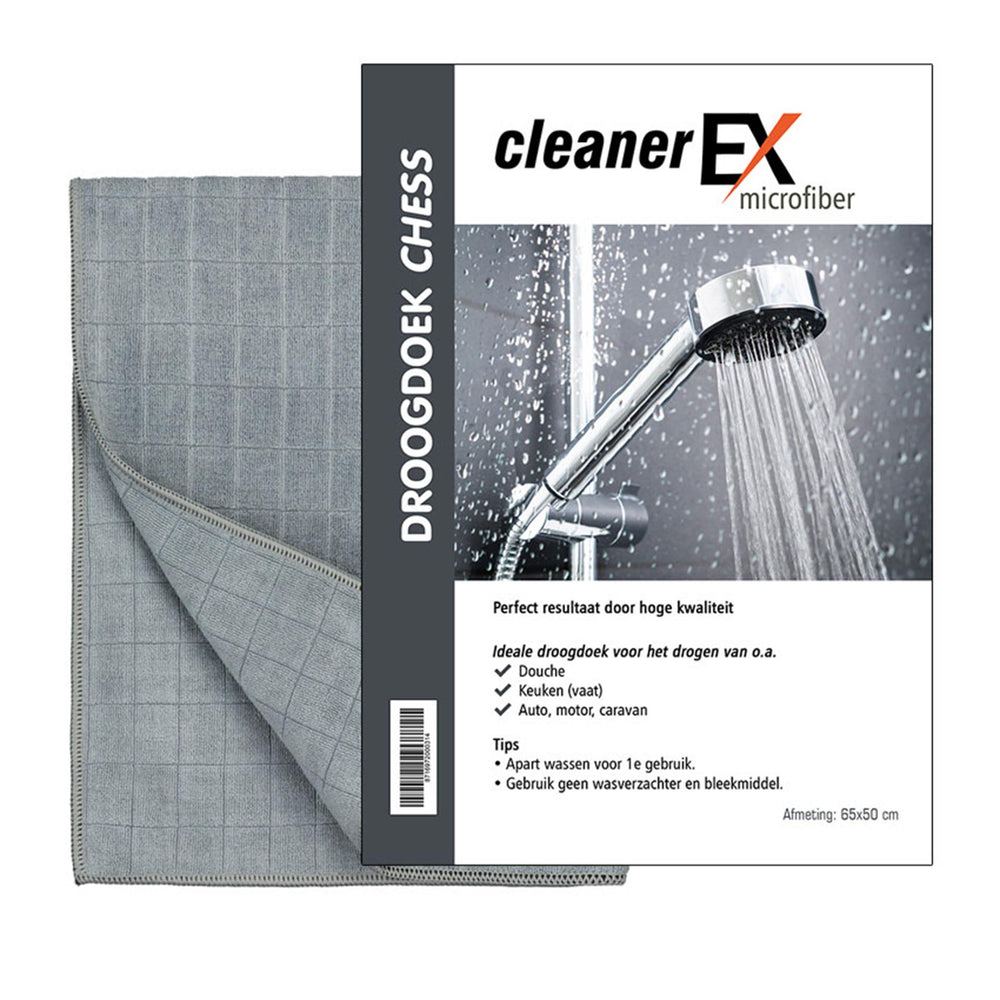 Cleanerex microvezel droogdoek chess 65x50cm grijs